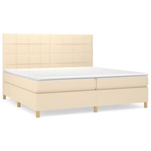 Κρεβάτι Boxspring με Στρώμα Κρεμ 200x200 εκ. Υφασμάτινο