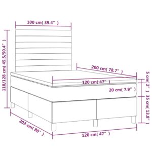 Κρεβάτι Boxspring με Στρώμα Κρεμ 120x200 εκ. Υφασμάτινο