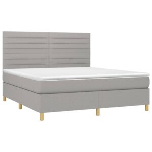 Κρεβάτι Boxspring με Στρώμα Ανοιχτό Γκρι 180x200 εκ. Υφασμάτινο