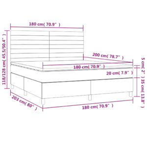 Κρεβάτι Boxspring με Στρώμα Ανοιχτό Γκρι 180x200 εκ. Υφασμάτινο