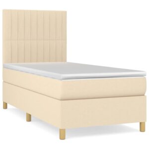 Κρεβάτι Boxspring με Στρώμα Κρεμ 80 x 200 εκ. Υφασμάτινο