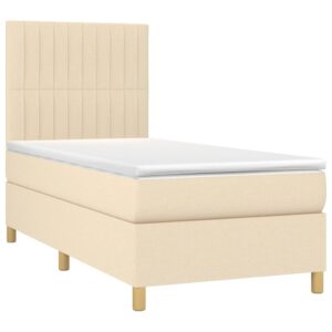 Κρεβάτι Boxspring με Στρώμα Κρεμ 80 x 200 εκ. Υφασμάτινο