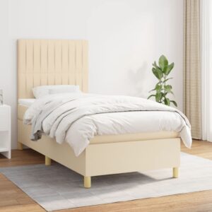 Κρεβάτι Boxspring με Στρώμα Κρεμ 80 x 200 εκ. Υφασμάτινο