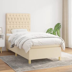 Κρεβάτι Boxspring με Στρώμα Κρεμ 90x200 εκ.Υφασμάτινο