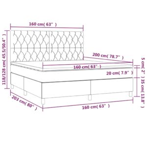 Κρεβάτι Boxspring με Στρώμα Σκούρο Γκρι 160x200 εκ Υφασμάτινο