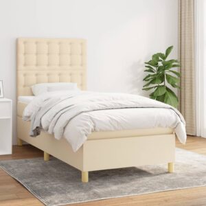 Κρεβάτι Boxspring με Στρώμα Κρεμ 90x200 εκ.Υφασμάτινο