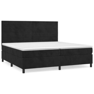 Κρεβάτι Boxspring με Στρώμα Μαύρο 200x200 εκ. Βελούδινο