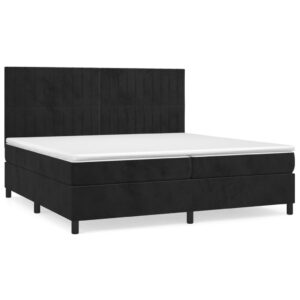 Κρεβάτι Boxspring με Στρώμα Μαύρο 200x200 εκ. Βελούδινο