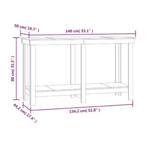 Πάγκος Εργασίας Γκρι 140x50x80 εκ. από Μασίφ Ξύλο Πεύκου