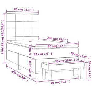 Κρεβάτι Boxspring με Στρώμα Κρεμ 80 x 200 εκ. Υφασμάτινο