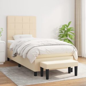 Κρεβάτι Boxspring με Στρώμα Κρεμ 80 x 200 εκ. Υφασμάτινο