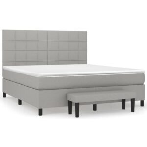 Κρεβάτι Boxspring με Στρώμα Ανοιχτό Γκρι 180x200 εκ. Υφασμάτινο