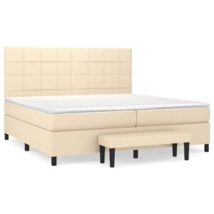 Κρεβάτι Boxspring με Στρώμα Κρεμ 200x200 εκ. Υφασμάτινο