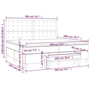 Κρεβάτι Boxspring με Στρώμα Σκούρο Γκρι 200x200 εκ. Υφασμάτινο