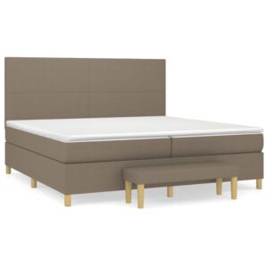 Κρεβάτι Boxspring με Στρώμα Taupe 200x200 εκ. Υφασμάτινο