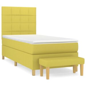 Κρεβάτι Boxspring με Στρώμα Ανοιχτό πράσινο 90x200εκ.Υφασμάτινο