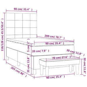 Κρεβάτι Boxspring με Στρώμα Ανοιχτό πράσινο 90x200εκ.Υφασμάτινο