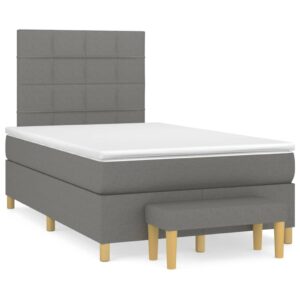 Κρεβάτι Boxspring με Στρώμα Σκούρο Γκρι 120x200 εκ. Υφασμάτινο