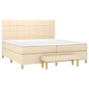 Κρεβάτι Boxspring με Στρώμα Κρεμ 200x200 εκ. Υφασμάτινο