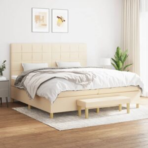 Κρεβάτι Boxspring με Στρώμα Κρεμ 200x200 εκ. Υφασμάτινο