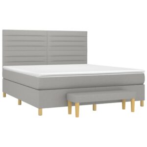 Κρεβάτι Boxspring με Στρώμα Ανοιχτό Γκρι 180x200 εκ. Υφασμάτινο