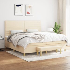 Κρεβάτι Boxspring με Στρώμα Κρεμ 200x200 εκ. Υφασμάτινο