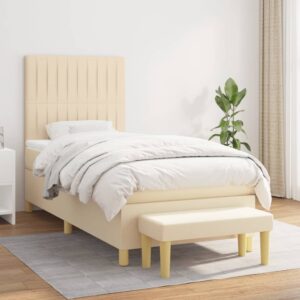 Κρεβάτι Boxspring με Στρώμα Κρεμ 80 x 200 εκ. Υφασμάτινο