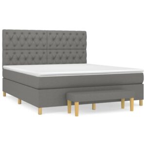 Κρεβάτι Boxspring με Στρώμα Σκούρο Γκρι 160x200 εκ Υφασμάτινο