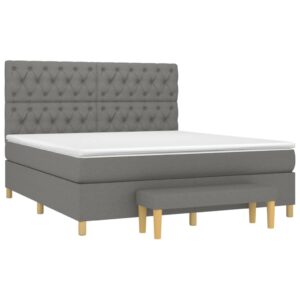 Κρεβάτι Boxspring με Στρώμα Σκούρο Γκρι 160x200 εκ Υφασμάτινο