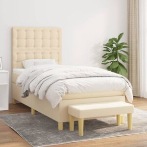 Κρεβάτι Boxspring με Στρώμα Κρεμ 80 x 200 εκ. Υφασμάτινο