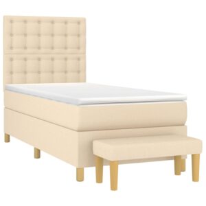 Κρεβάτι Boxspring με Στρώμα Κρεμ 90x200 εκ.Υφασμάτινο