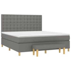 Κρεβάτι Boxspring με Στρώμα Σκούρο Γκρι 160x200 εκ Υφασμάτινο