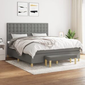 Κρεβάτι Boxspring με Στρώμα Σκούρο Γκρι 160x200 εκ Υφασμάτινο