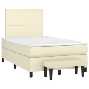 Κρεβάτι Boxspring με Στρώμα Κρεμ 120x200εκ. από Συνθετικό Δέρμα