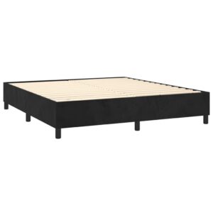 Κρεβάτι Boxspring με Στρώμα Μαύρο 200x200 εκ. Βελούδινο