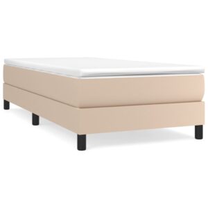 Κρεβάτι Boxspring με Στρώμα Καπουτσίνο 90x200εκ.από Συνθ. Δέρμα