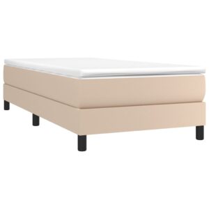 Κρεβάτι Boxspring με Στρώμα Καπουτσίνο 90x200εκ.από Συνθ. Δέρμα