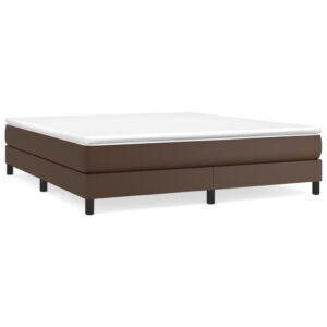 Κρεβάτι Boxspring με Στρώμα Καφέ 160x200εκ. από Συνθετικό Δέρμα