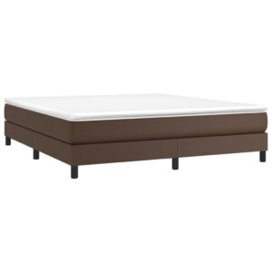 Κρεβάτι Boxspring με Στρώμα Καφέ 160x200εκ. από Συνθετικό Δέρμα