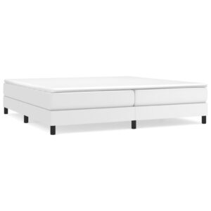 Κρεβάτι Boxspring με Στρώμα Λευκό 200x200 εκ. Συνθετικό Δέρμα