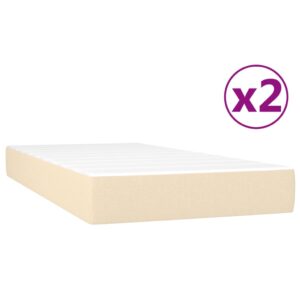 Κρεβάτι Boxspring με Στρώμα Κρεμ 200x200 εκ. Υφασμάτινο