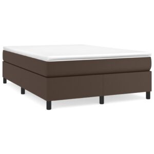 Κρεβάτι Boxspring με Στρώμα Καφέ 160x200εκ. από Συνθετικό Δέρμα