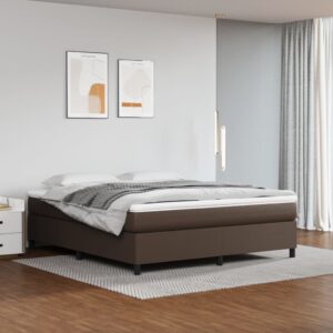 Κρεβάτι Boxspring με Στρώμα Καφέ 160x200εκ. από Συνθετικό Δέρμα