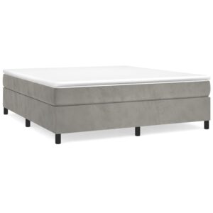 Κρεβάτι Boxspring με Στρώμα Ανοιχτό Γκρι 200x200 εκ. Βελούδινο