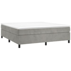 Κρεβάτι Boxspring με Στρώμα Ανοιχτό Γκρι 200x200 εκ. Βελούδινο