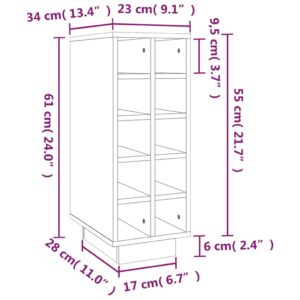 Κάβα Κρασιών Γκρι 23x34x61 εκ. από Μασίφ Ξύλο Πεύκου