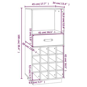 Κάβα Κρασιών Γκρι 45 x 34 x 100 εκ. από Μασίφ Ξύλο Πεύκου