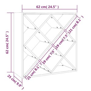 Κάβα Κρασιών Μαύρη 62 x 25 x 62 εκ. από Μασίφ Ξύλο Πεύκου