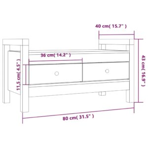 Παγκάκι Χολ Μαύρο 80 x 40 x 43 εκ. από Μασίφ Ξύλο Πεύκου