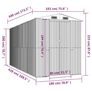 Αποθήκη Κήπου Ανοιχτό καφέ 192x440x223 εκ. Γαλβανισμένο Ατσάλι